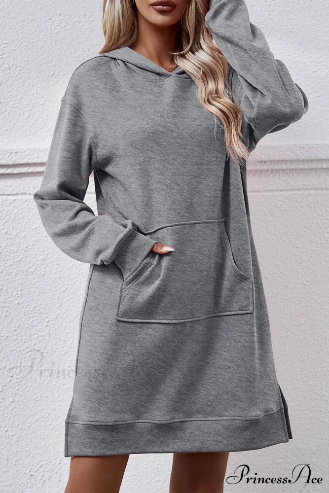 Midi Hoodie Dress with Pocket Slit - Image 19