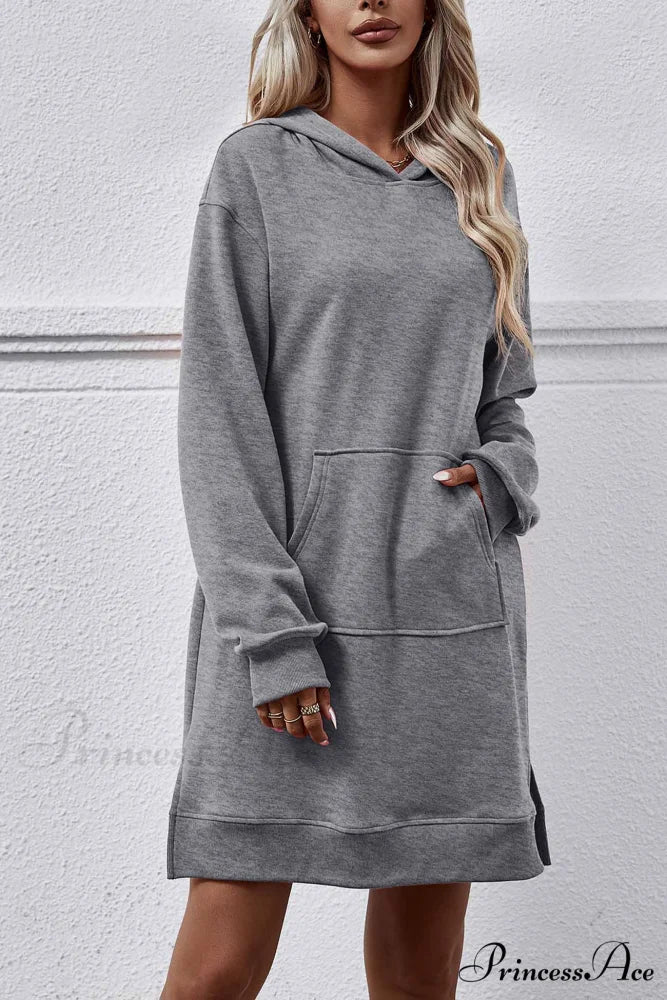 Midi Hoodie Dress with Pocket Slit - Image 20