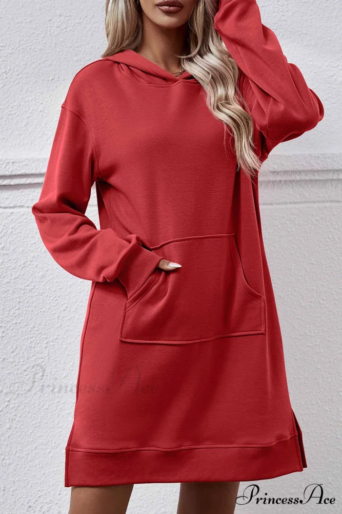 Midi Hoodie Dress with Pocket Slit - Image 23