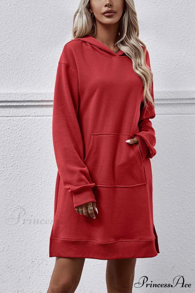 Midi Hoodie Dress with Pocket Slit - Image 24