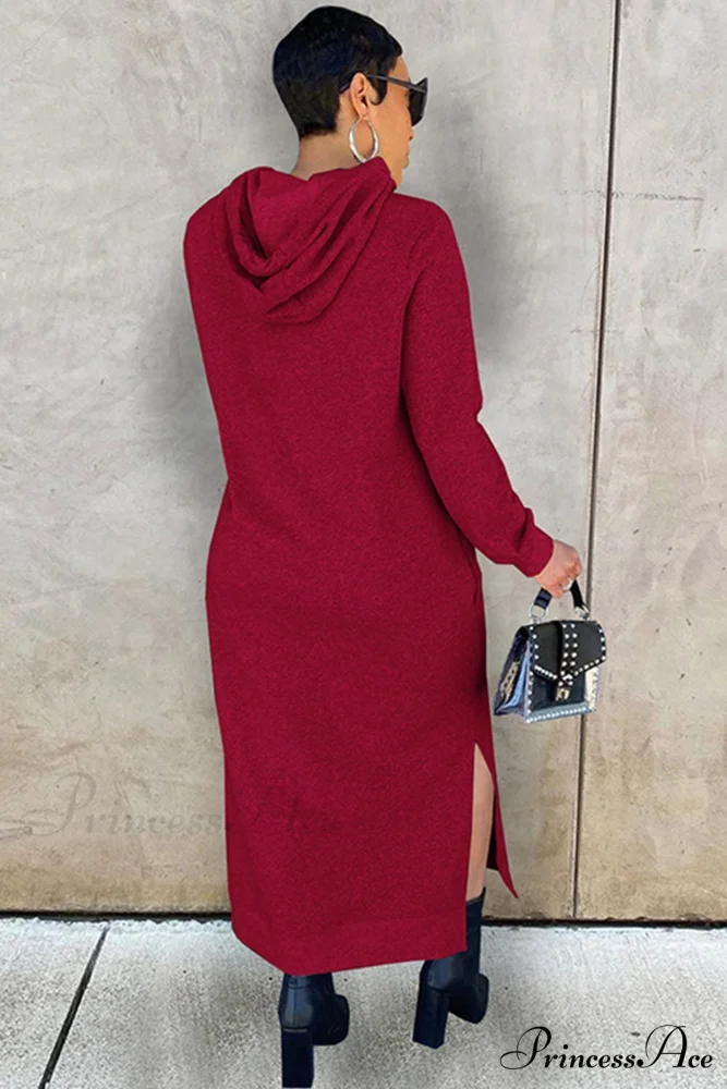 Slit Hem Hoodie Dress - Image 2