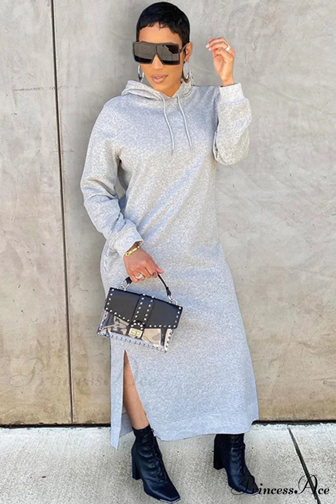 Slit Hem Hoodie Dress - Image 3
