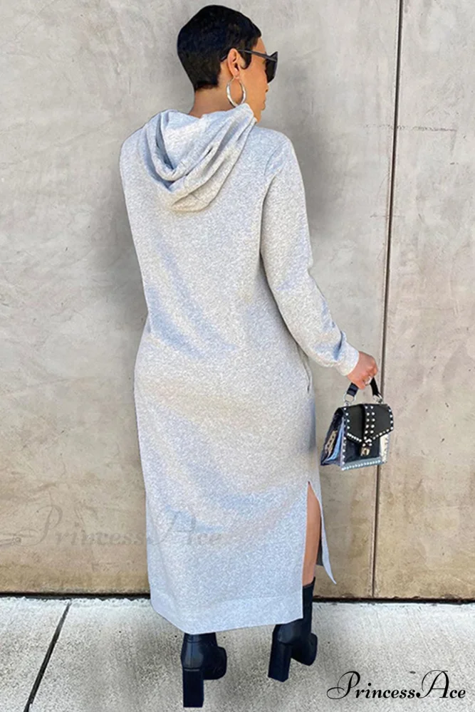 Slit Hem Hoodie Dress - Image 4