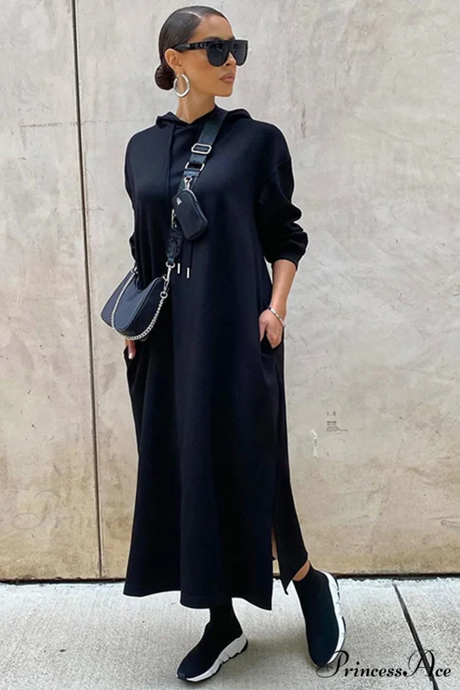 Slit Hem Hoodie Dress - Image 5