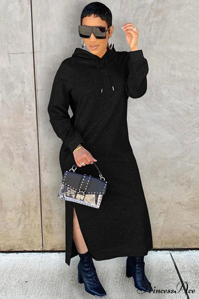 Slit Hem Hoodie Dress - Image 6