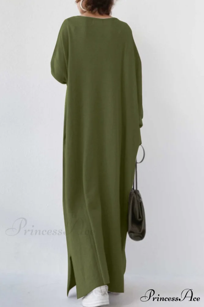 V Neck Sweatshirt Dress with Slit Hem - Image 11