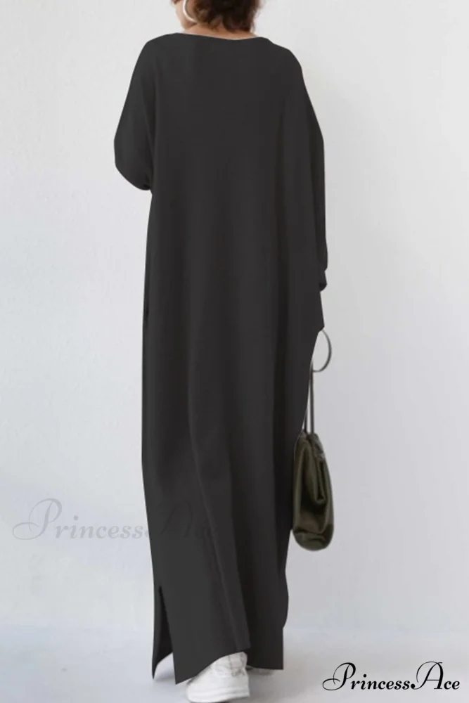V Neck Sweatshirt Dress with Slit Hem - Image 7