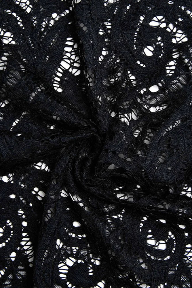 V Neck Lace Flare Sleeve Dress - Image 15