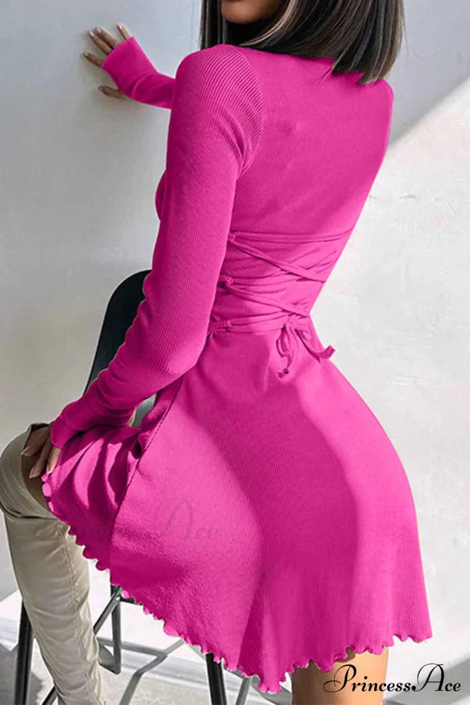 Back Strap Long Sleeve Mini Dress - Image 14