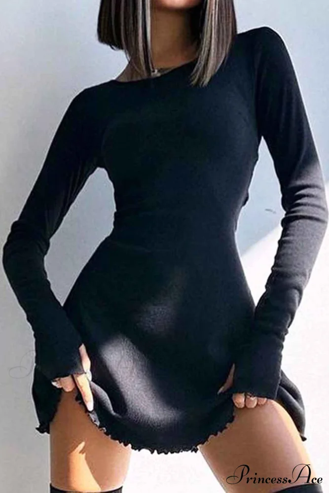 Back Strap Long Sleeve Mini Dress - Image 2