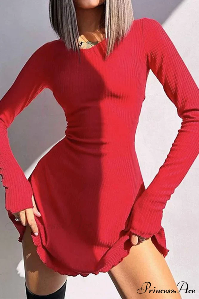 Back Strap Long Sleeve Mini Dress - Image 5