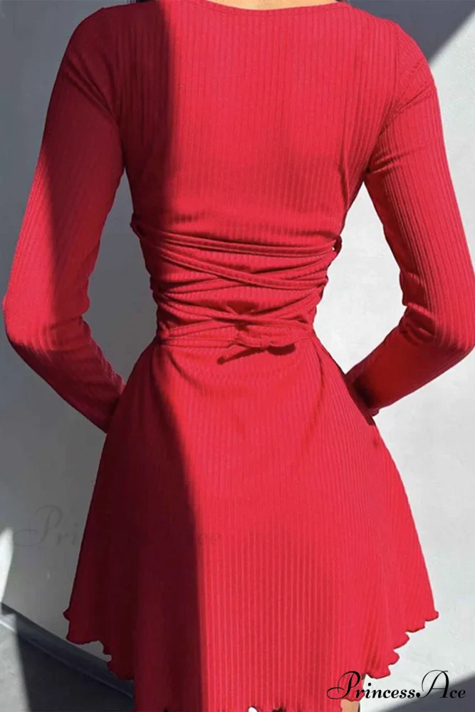 Back Strap Long Sleeve Mini Dress - Image 6