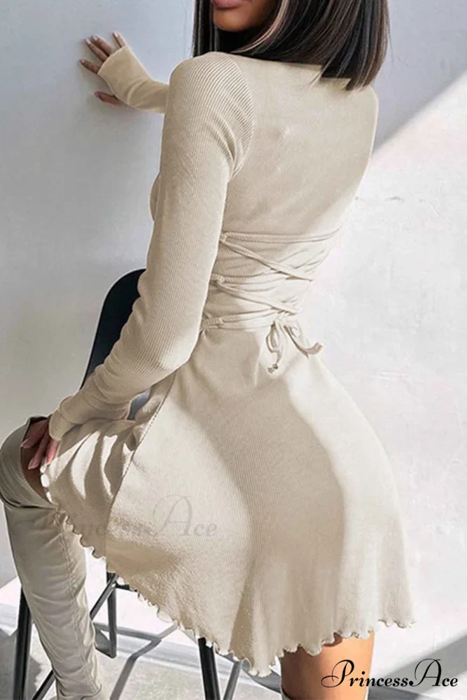 Back Strap Long Sleeve Mini Dress - Image 8