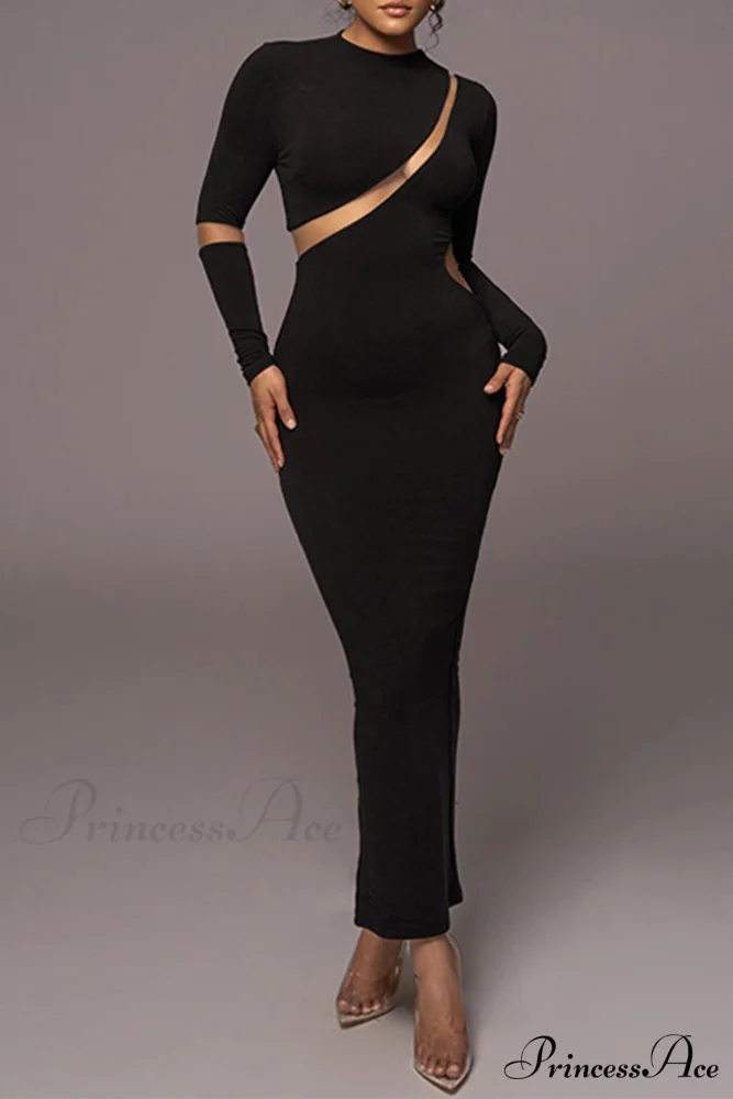 Irregular Slit Long Sleeve Dress - Image 2