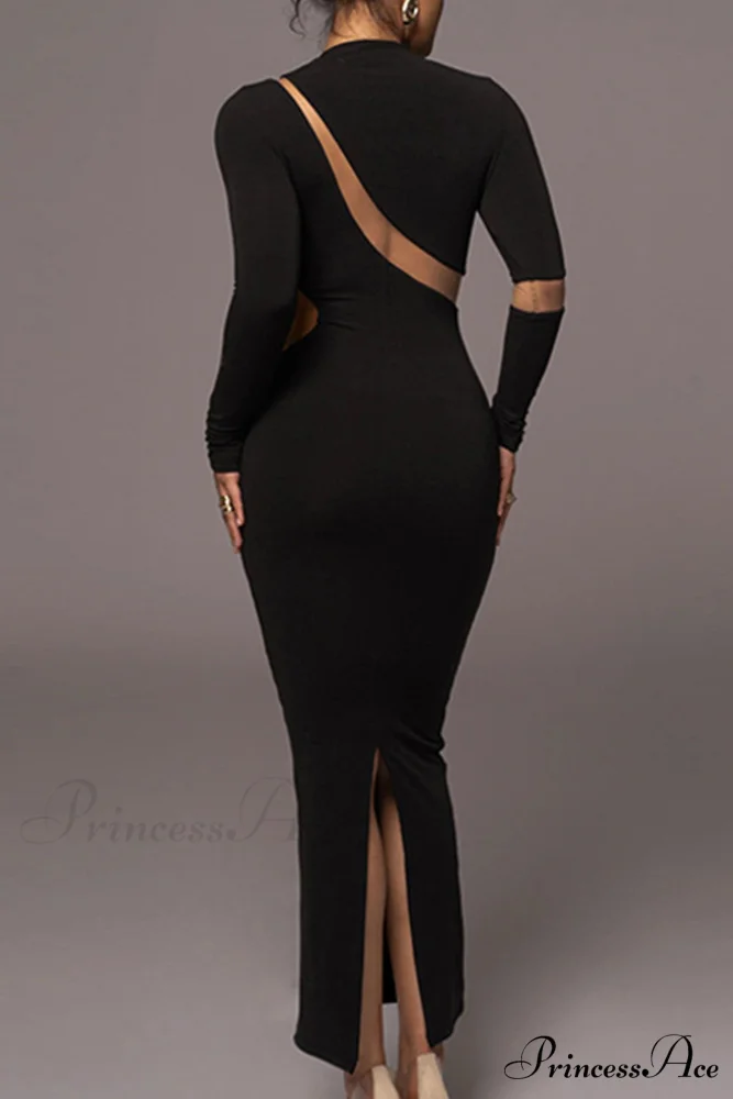 Irregular Slit Long Sleeve Dress - Image 3