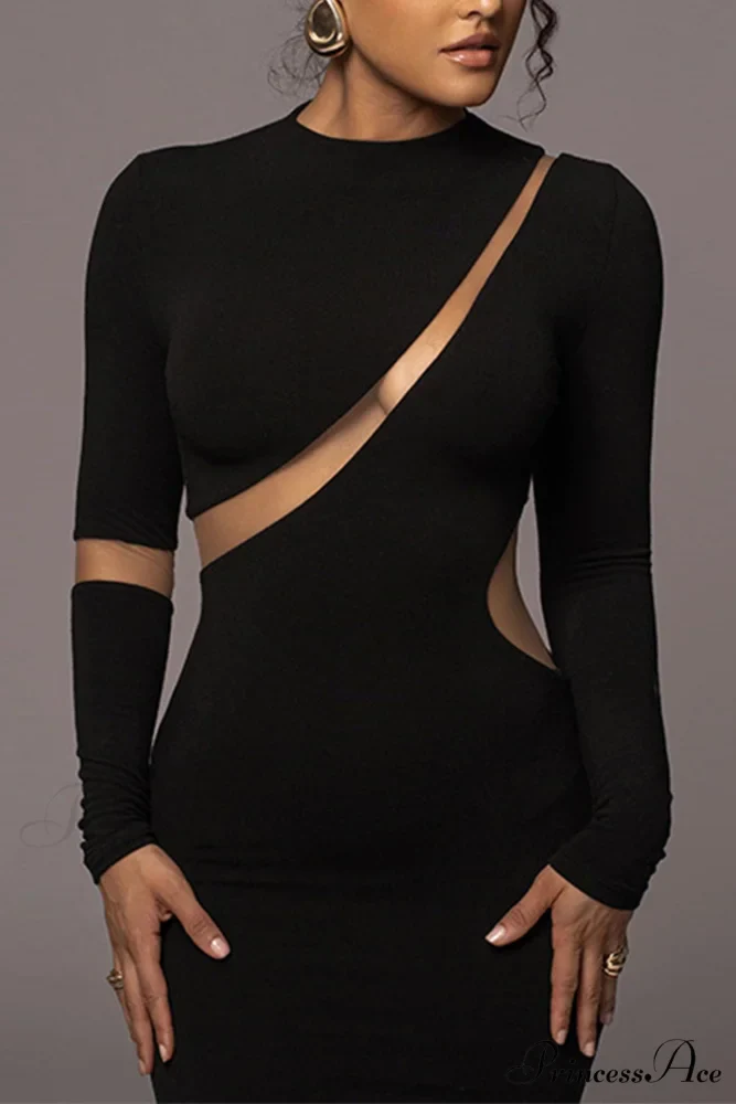 Irregular Slit Long Sleeve Dress - Image 4