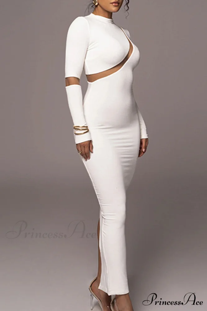 Irregular Slit Long Sleeve Dress - Image 7