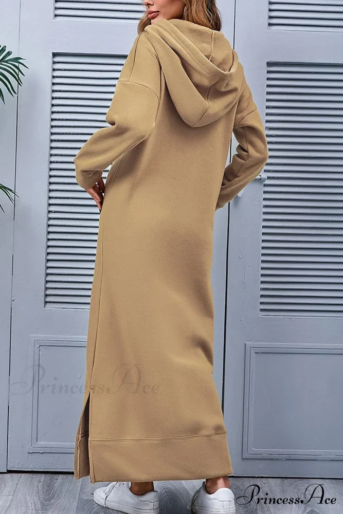 Pocketed Slit Hem Hoodie Dress - Image 16