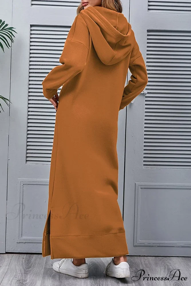 Pocketed Slit Hem Hoodie Dress - Image 18
