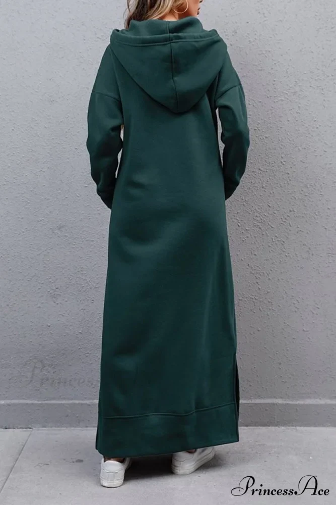Pocketed Slit Hem Hoodie Dress - Image 22