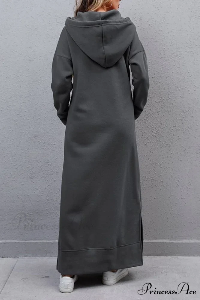 Pocketed Slit Hem Hoodie Dress - Image 6