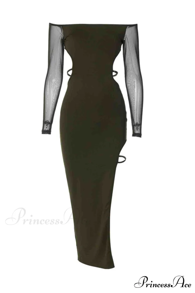 Off-Shoulder Cut Out Slit Irregular Dress - Image 6