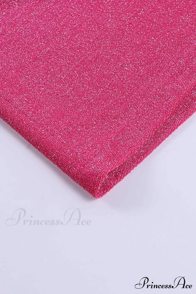 Pink Glitter Tie-back Dress with Slit - Image 13