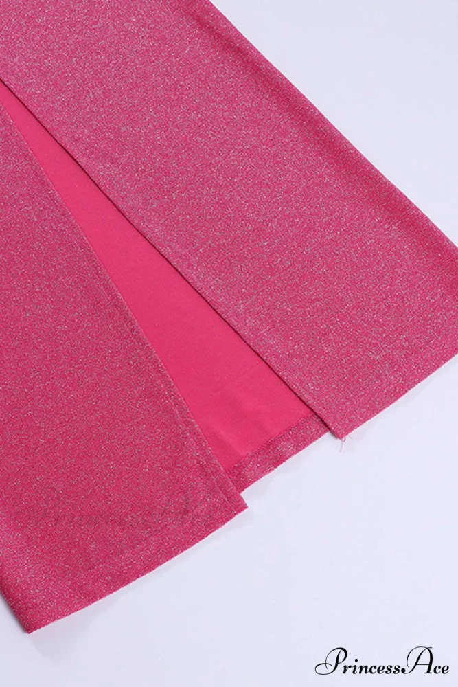 Pink Glitter Tie-back Dress with Slit - Image 16