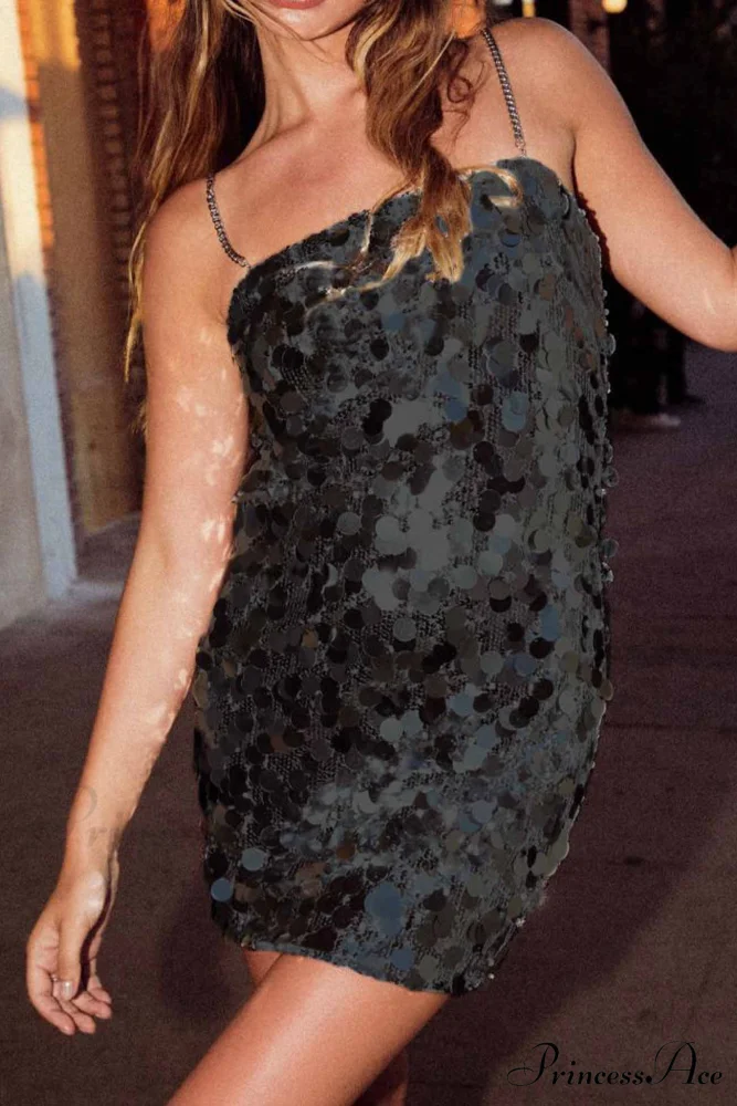 Sequin Sleeveless Chain Mini Dress - Image 3