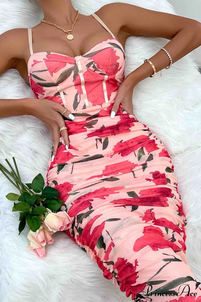 Floral Rushed Bodycon Cami Dress - Image 10