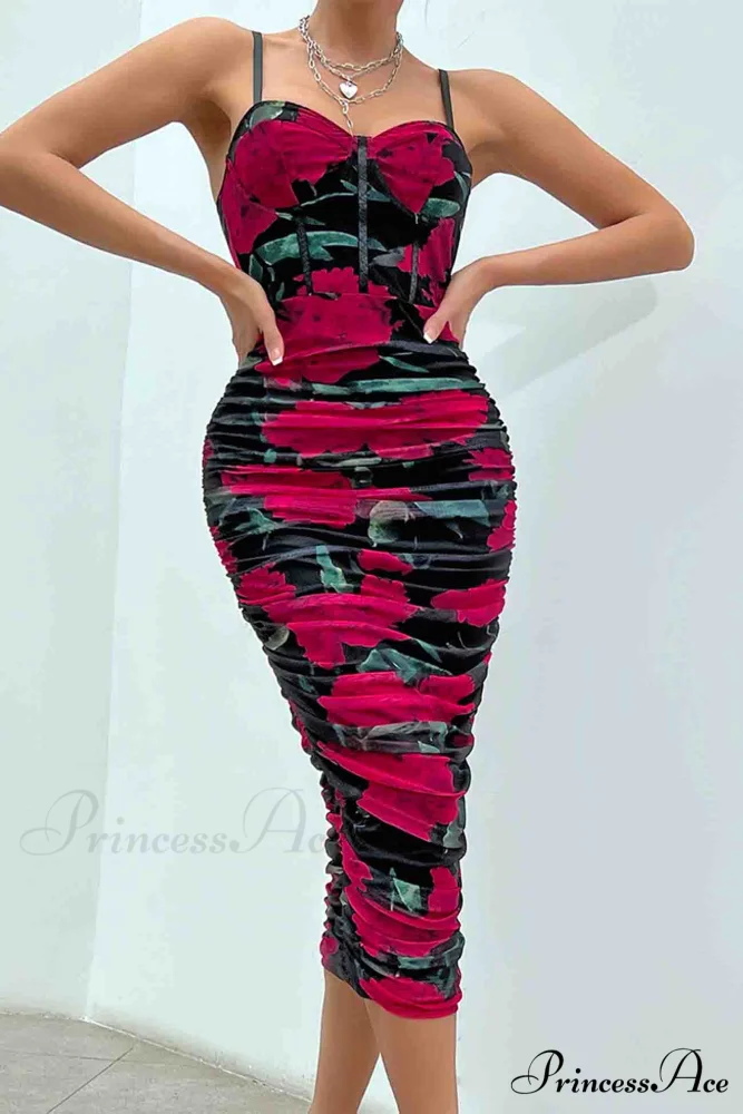 Floral Rushed Bodycon Cami Dress - Image 14