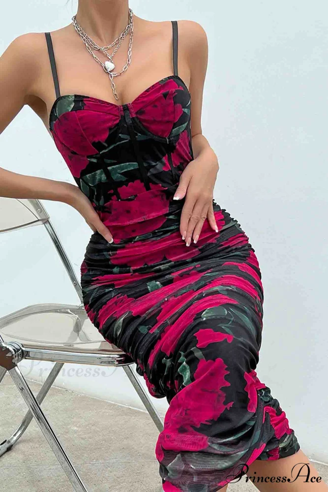 Floral Rushed Bodycon Cami Dress - Image 16