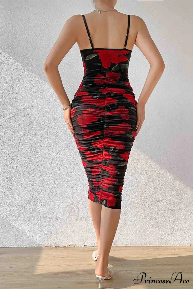 Floral Rushed Bodycon Cami Dress - Image 4