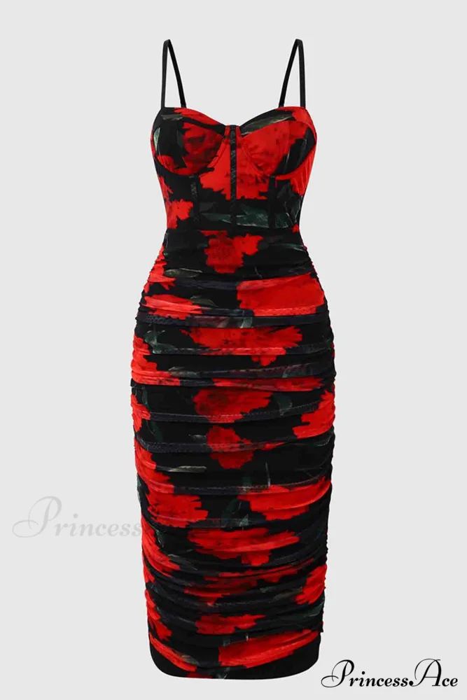 Floral Rushed Bodycon Cami Dress - Image 6