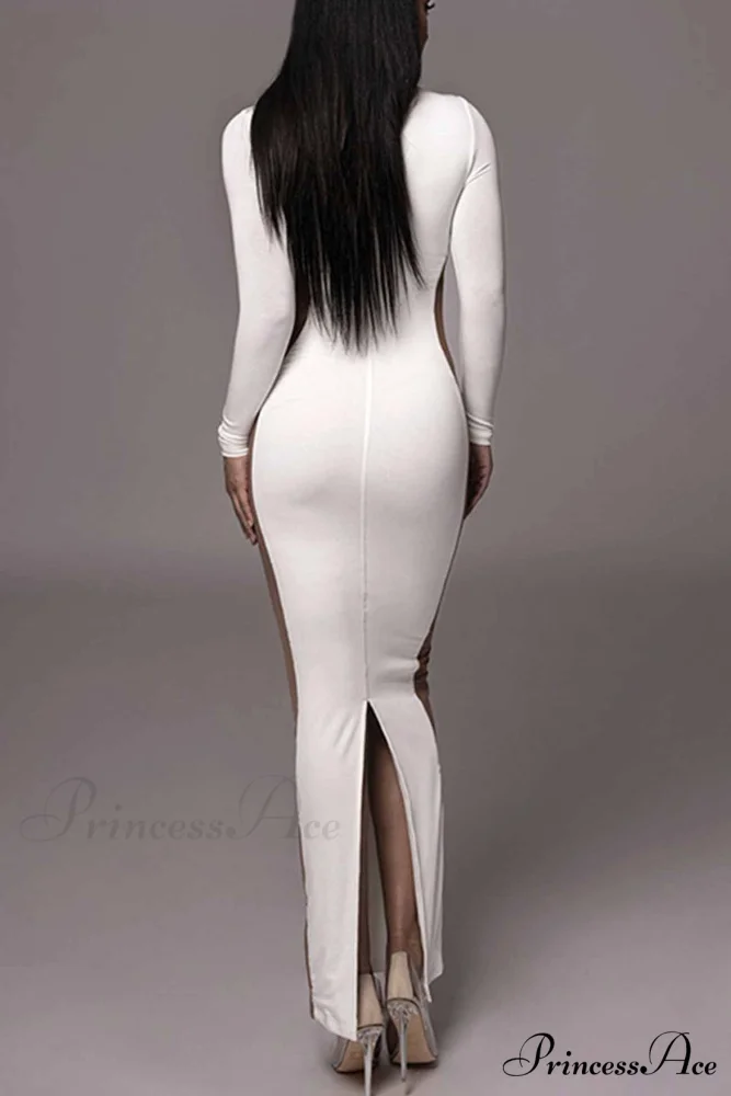Crew Neck Long Sleeve Slit Midi Dress - Image 10