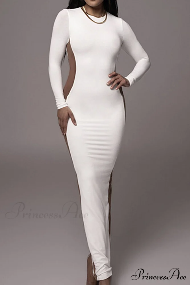 Crew Neck Long Sleeve Slit Midi Dress - Image 7