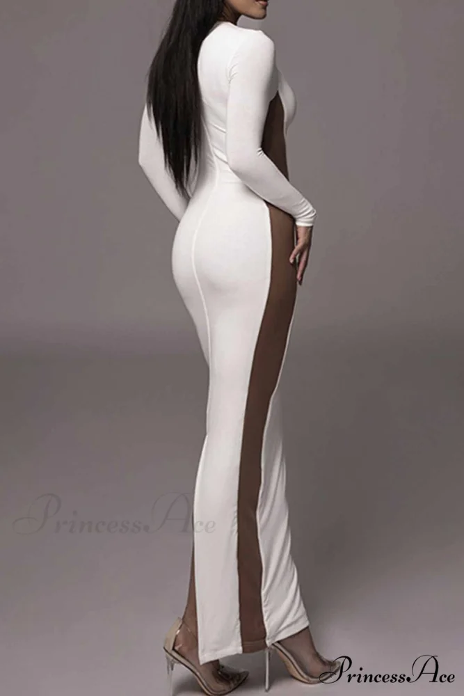 Crew Neck Long Sleeve Slit Midi Dress - Image 9