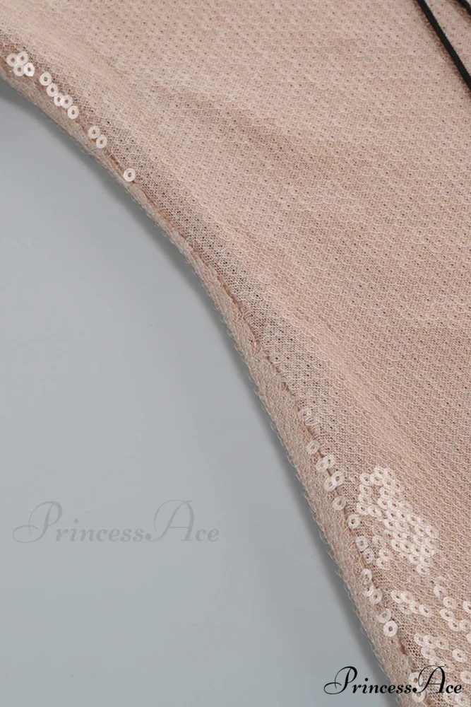 Sequins V Neck Flares Sleeve Pack Hip Dress - Image 12