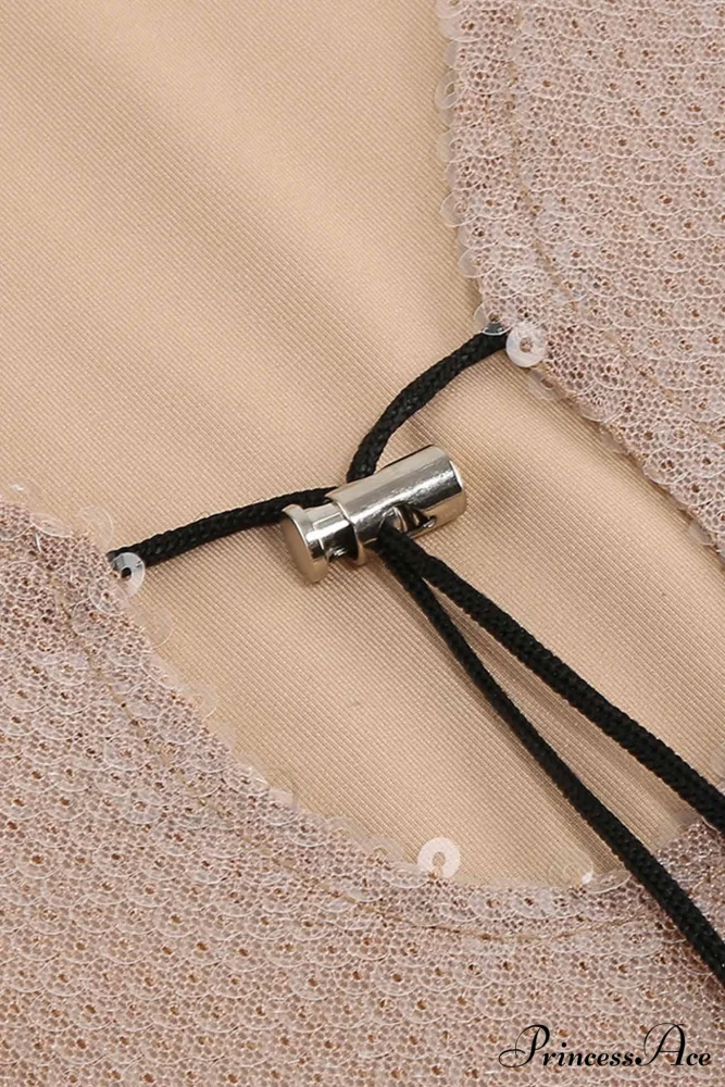 Sequins V Neck Flares Sleeve Pack Hip Dress - Image 8