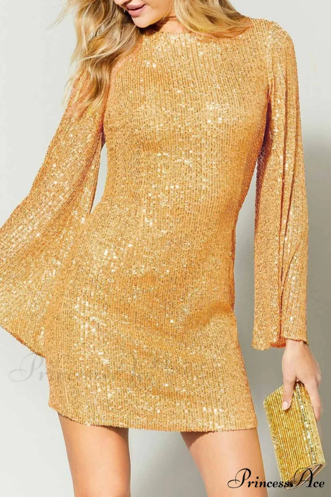 Sequins Flare Sleeve Dress - Image 10