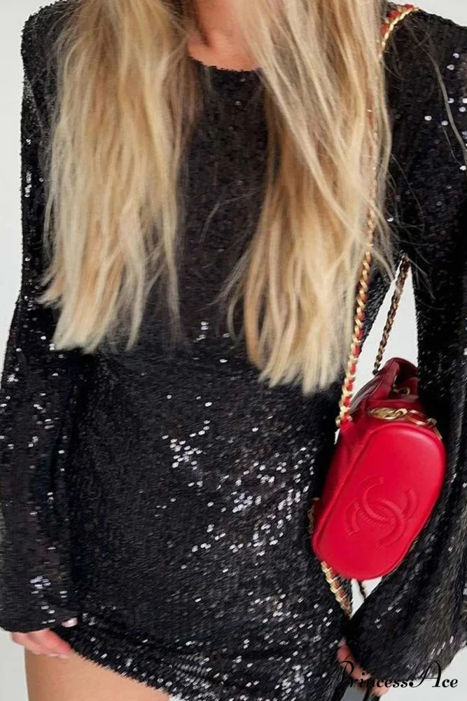 Sequins Flare Sleeve Dress - Image 2