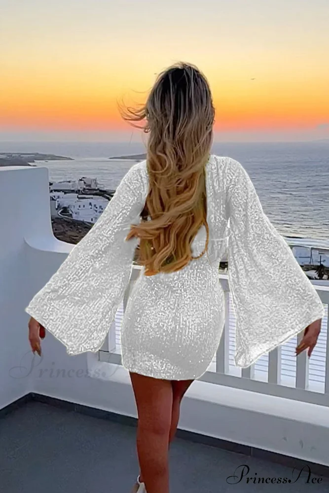 Sequins Flare Sleeve Dress - Image 8