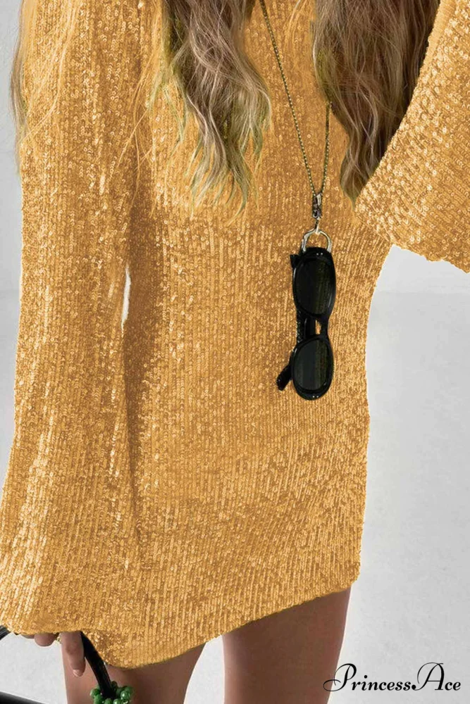 Sequins Flare Sleeve Dress - Image 9