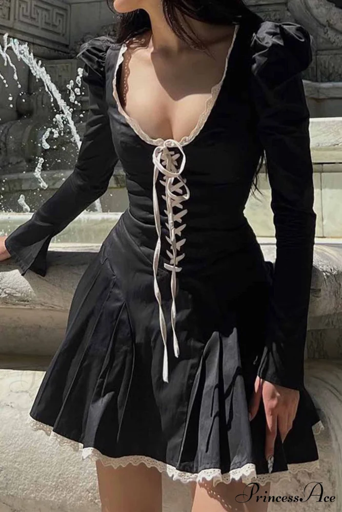 Rushed Lace Up Corset Mini Dress - Image 2