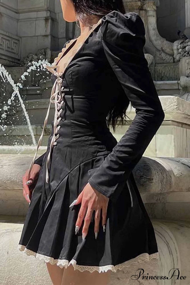 Rushed Lace Up Corset Mini Dress - Image 3