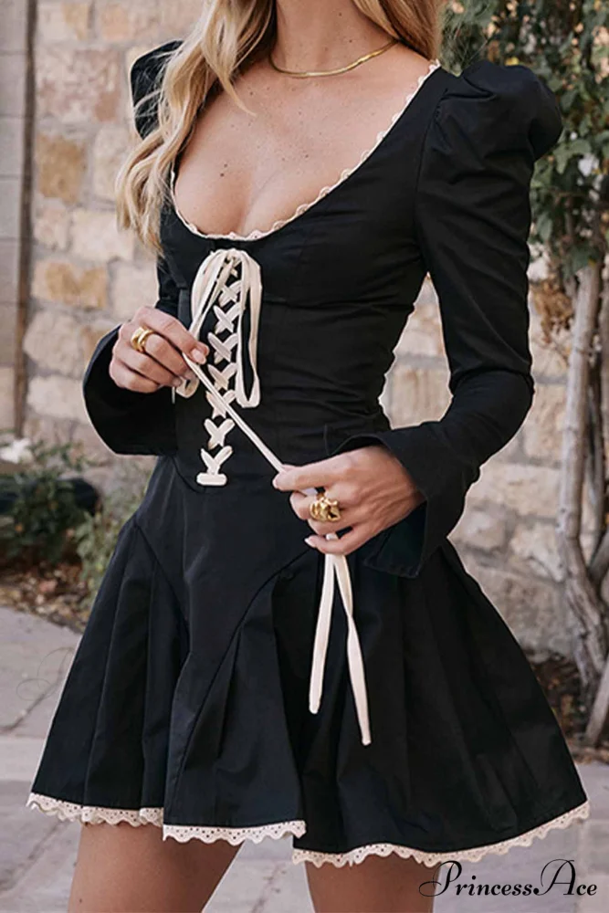 Rushed Lace Up Corset Mini Dress - Image 4