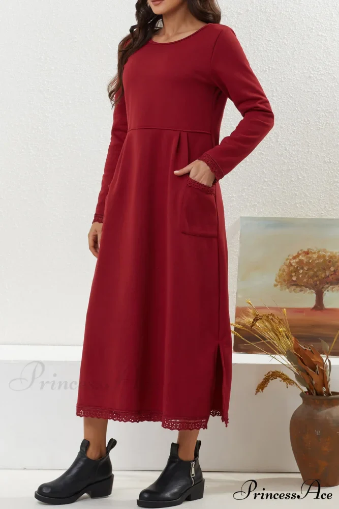 Pocketed Lacework Hem Dress - Image 11