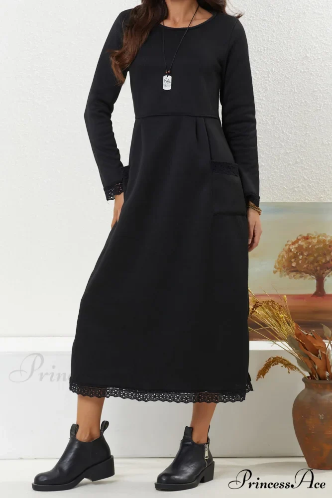 Pocketed Lacework Hem Dress - Image 17