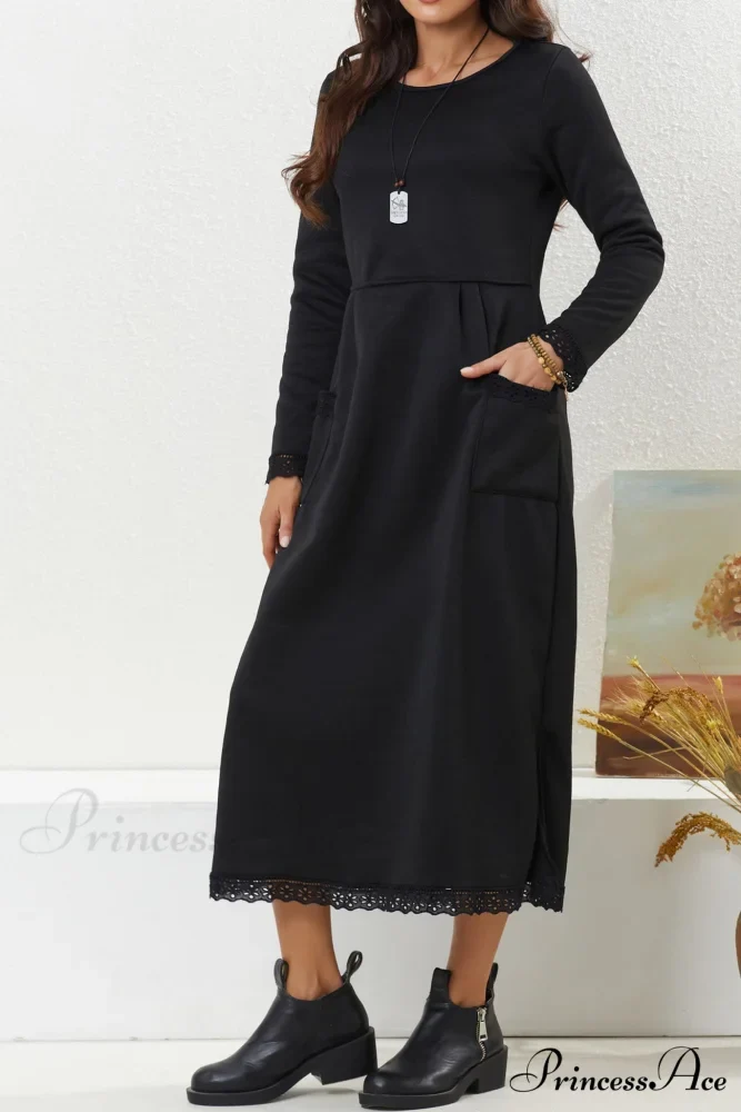 Pocketed Lacework Hem Dress - Image 18