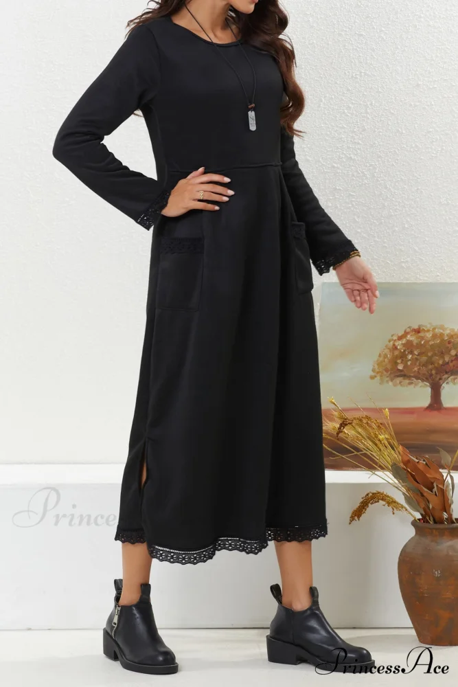 Pocketed Lacework Hem Dress - Image 19